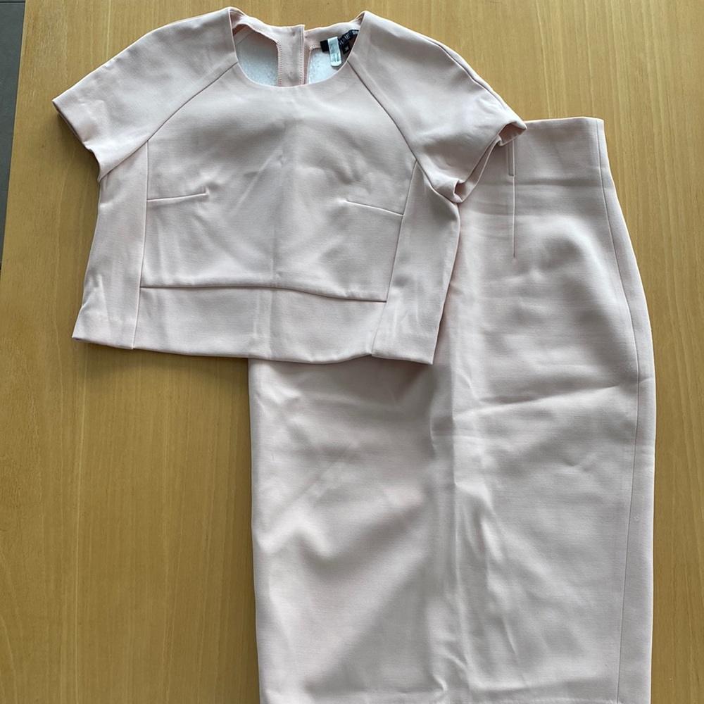Femme Carriere dust pink skirt suit.